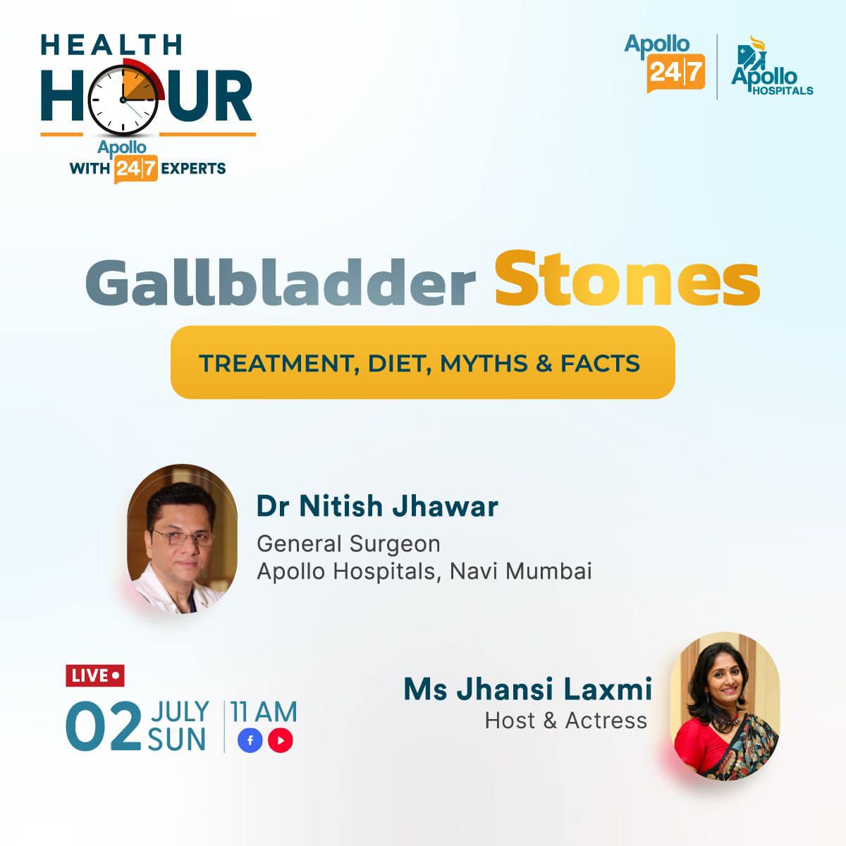Dr Nitish Jhawar apollo hospital, Live session Gallbladder stones treatmetn facts and myth